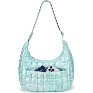 Women's Dazzling Ice Blue Small Shoulder Purse Soft Fluffy Crossbody Hand Bags